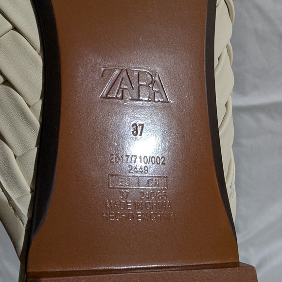 NWT Zara Women Off White Mule Clog Suede Tassel Woven Flat Eur 37 US 6.5 - Picture 7 of 7